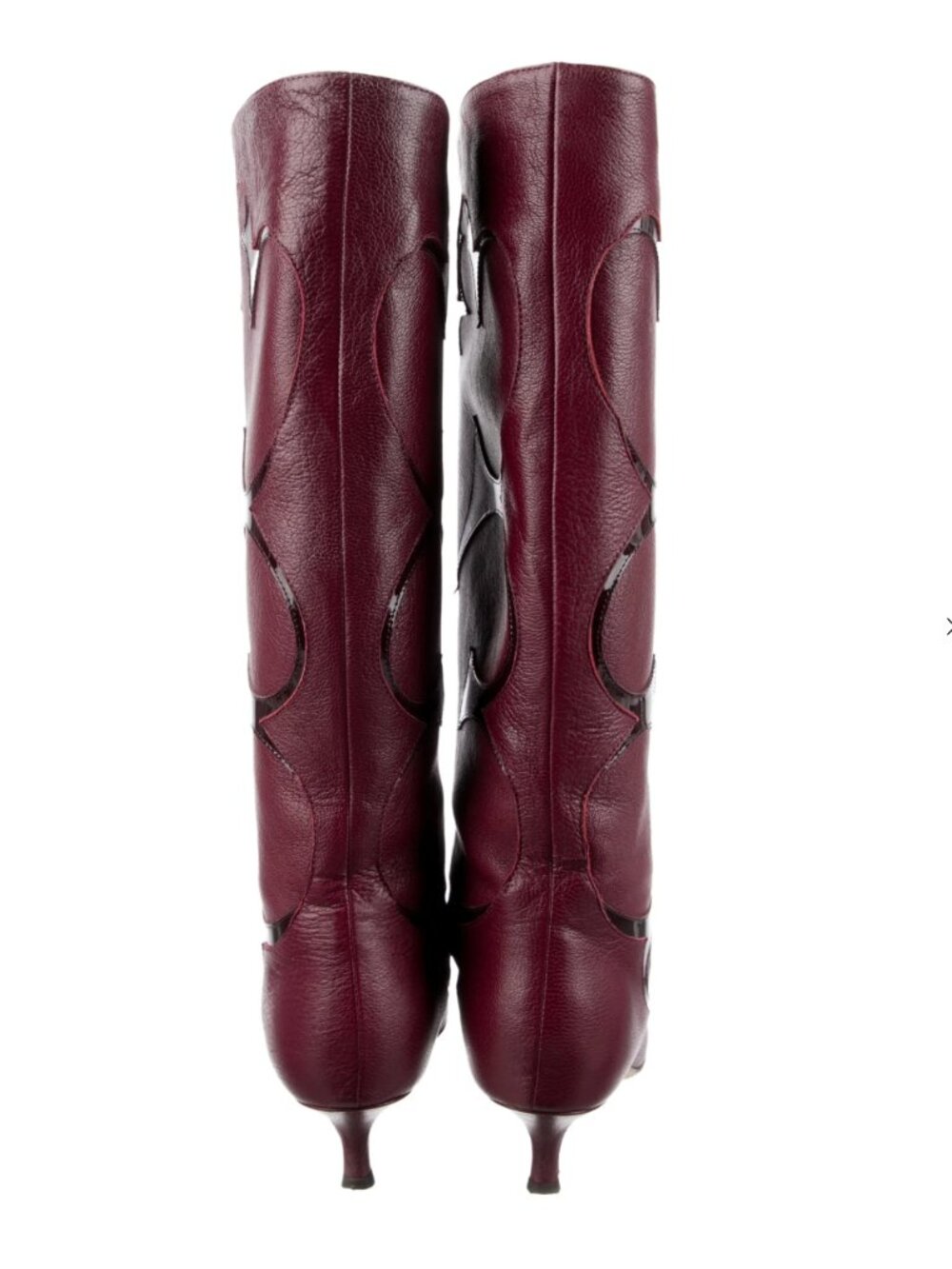 Tibi Oxblood Flower Leather Kitten Heel Boots - Size 8.5 - Picture 4 of 5